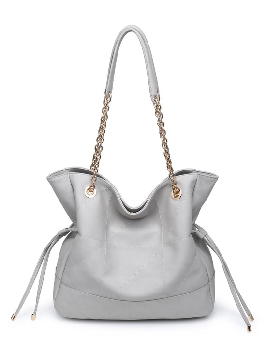 Handbags - Kinsley Women's Elegant Gray Shoulder Tote Bag with Gold Chain Handles